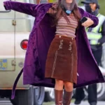 Daisy Jones & The Six 2023 Camila Morrone Purple Coat