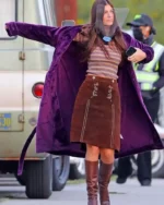 Daisy Jones & The Six 2023 Camila Morrone Purple Coat