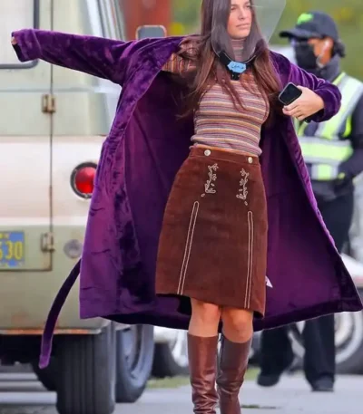 Daisy Jones & The Six 2023 Camila Morrone Purple Coat