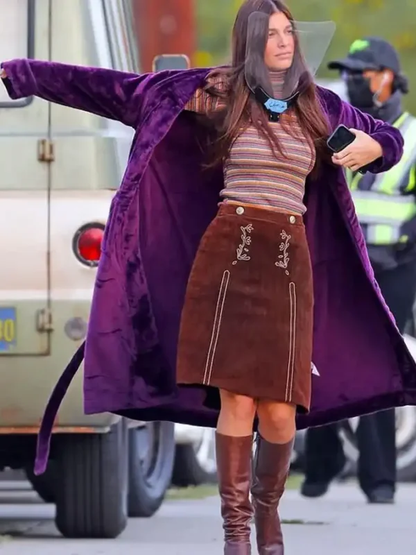 Daisy Jones & The Six 2023 Camila Morrone Purple Coat
