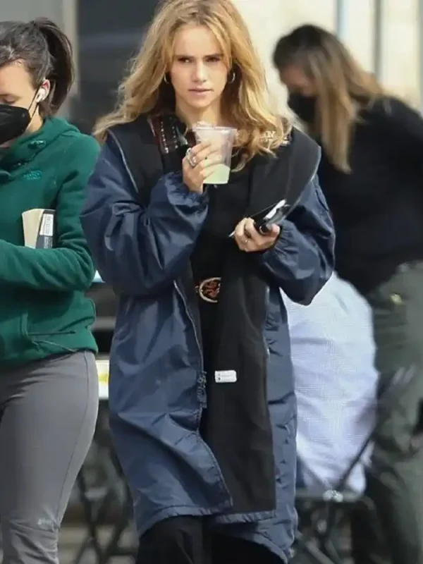 Daisy Jones & The Six 2023 Suki Waterhouse Blue Coat