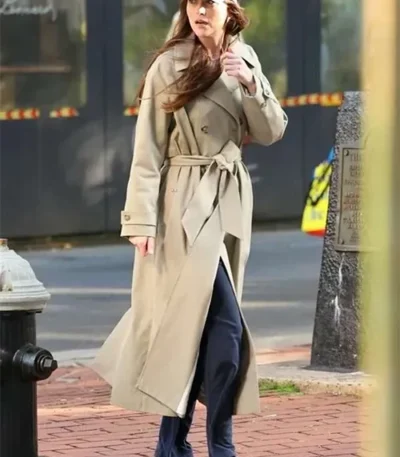 Dakota Johnson Materialists Beige Trench Coat