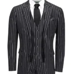 Damian 3 Piece Black White 1920s Fashion Pin Stripe Two Button Suit