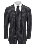Damian 3 Piece Black White 1920s Fashion Pin Stripe Two Button Suit