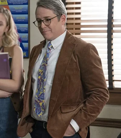 Daybreak Matthew Broderick Cord Blazer Coat