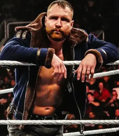 Dean Ambrose Blue Suede Shearling Jacket