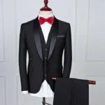 Dominica Single Breasted 3 Piece Black Tuxedo Suit