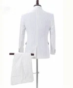 Double Breasted 1920s Fashion Off White 2 Piece Pinstripe Suit