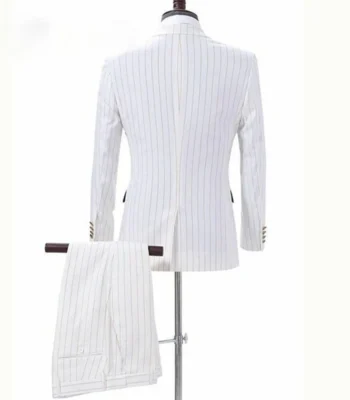 Double Breasted 1920s Fashion Off White 2 Piece Pinstripe Suit