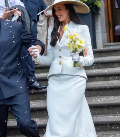 Dua Lipa Wedding White Bridal Blazer