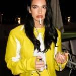Dua Lipa Spongebob Leather Yellow Jacket