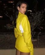 Dua Lipa Spongebob Leather Yellow Jacket