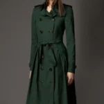 Elizabeth Women Cropped Trench Coat Green