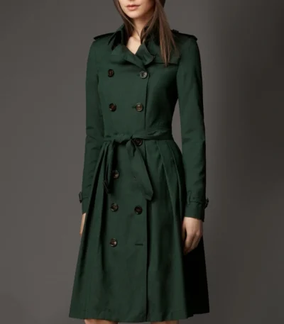 Elizabeth Women Cropped Trench Coat Green
