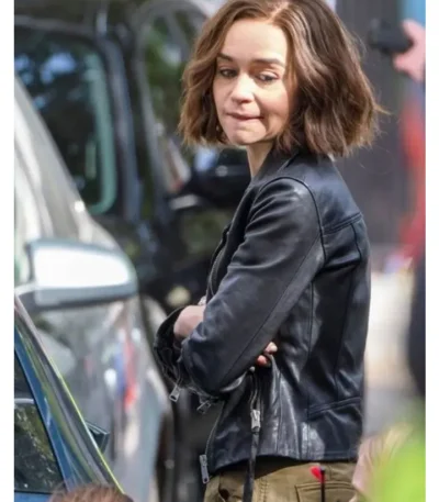 Emilia Clarke Secret Invasion Black Leather Jacket