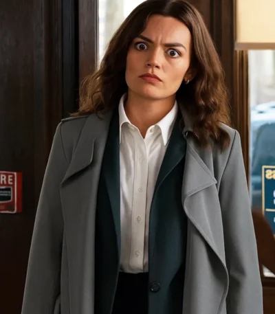 Emma Mackey Ella McCay Grey Trench Coat