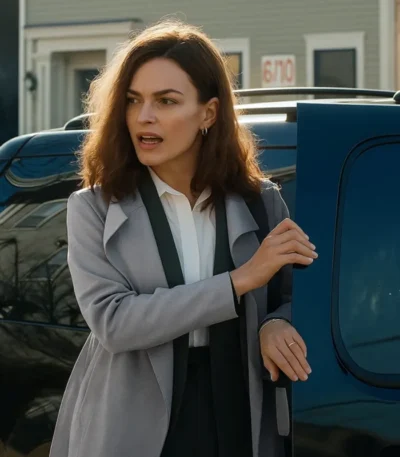 Emma Mackey Ella McCay Grey Trench Coat