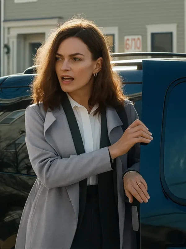 Emma Mackey Ella McCay Grey Trench Coat