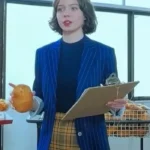 Emma Myers A Minecraft Movie Blue Striped Blazer