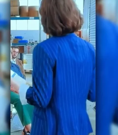 Emma Myers A Minecraft Movie Blue Striped Blazer