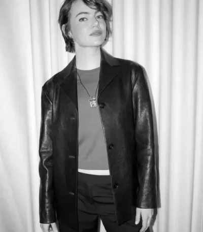 Emma Stone Bugonia Black Leather Blazer