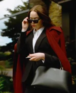 Emma Stone Bugonia Red Wool Coat