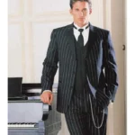 Emory Single Breasted 3 Piece Pinstripe Black Tuxedo Suit