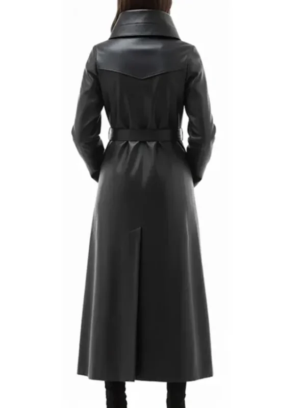 Erica Black Genuine Women’s Leather Long Coat