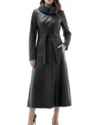 Erica Black Genuine Women’s Leather Long Coat