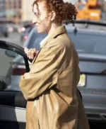 Erin Kellyman Eleanor the Great Brown Leather Coat
