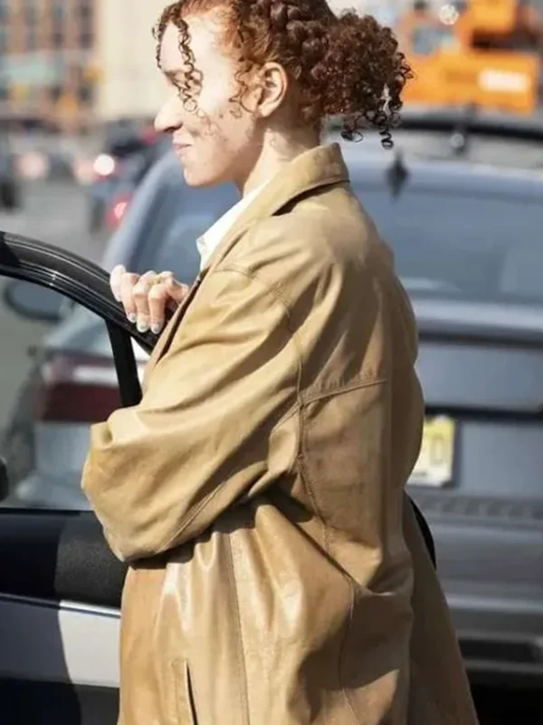 Erin Kellyman Eleanor the Great Brown Leather Coat