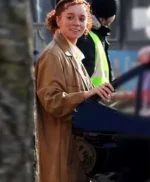 Erin Kellyman Eleanor the Great Brown Leather Coat