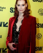 Evil Dead Rise 2023 Alyssa Sutherland Red Velvet Blazer