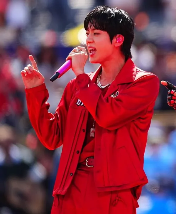 FIFA Halftime Show 2026 Jin Red Jacket
