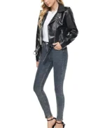 Fahsyee Black Leather Jacket for Women