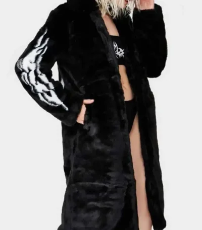 Fallen Angel Fur Black Mid Length Coat