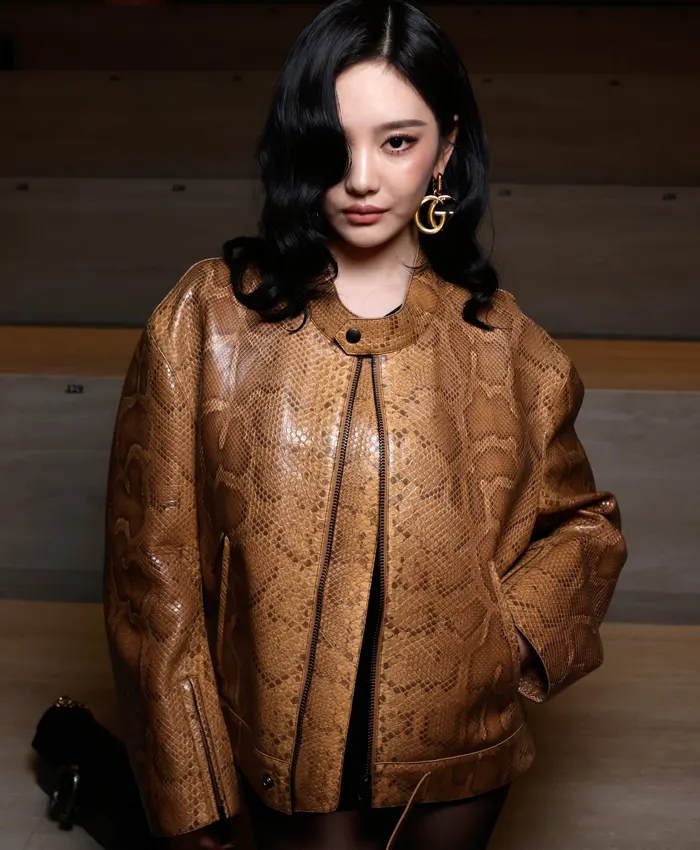 Fashion Week 2026 Ningning Snakeskin Leather Jacket Fashion Week 2026 Ningning Snakeskin Leather Jacket