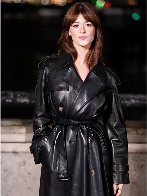 Fashion Week Daisy Edgar-Jones Black Leather Coat
