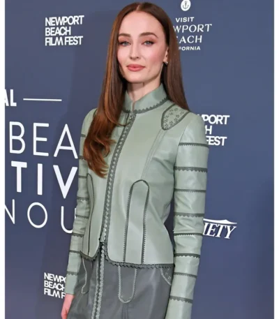Film Festival 2026 Sophie Turner Green Leather Jacket