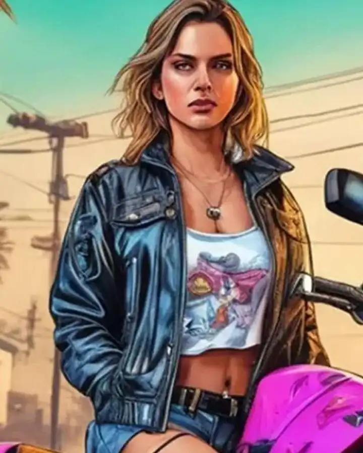 GTA 6 Female Protagonist Black Biker Jacket GTA 6 Female Protagonist Black Biker Jacket