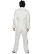Gangster 1920s White Pinstripe Double Breasted Four Button Suit