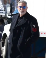 George Clooney Wolfs 2024 Black Wool PeaCoat
