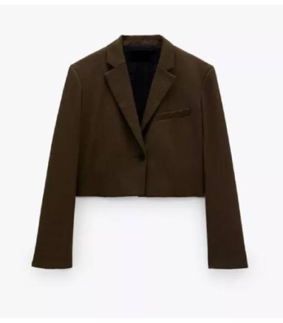 Georgie Murphy Small Achievable Goals Brown Cropped Blazer