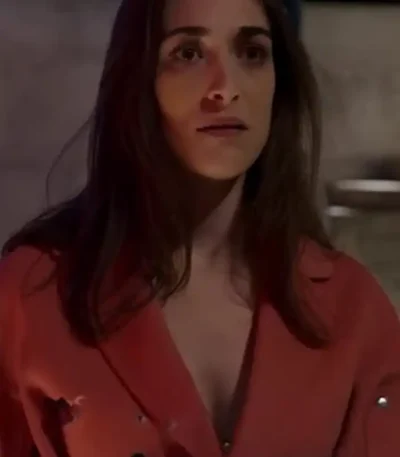 I Hate Christmas 2022 Pilar Fogliati Pink Coat