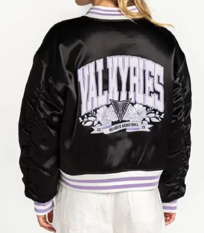 Golden State Valkyries Black Satin Bomber Jacket