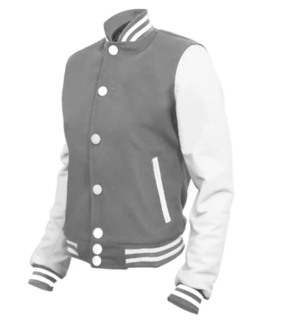 Grey and White Letterman Varsity Jacket