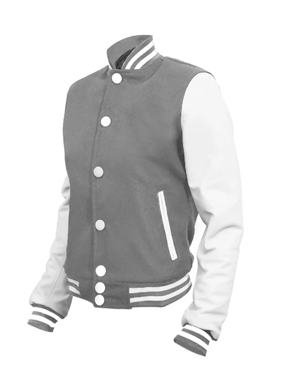 Grey and White Letterman Varsity Jacket