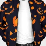 Halloween Pumpkins Pattern Black Jacket