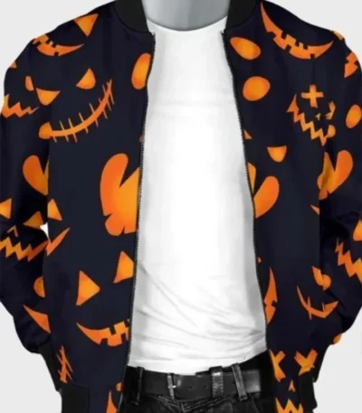 Halloween Pumpkins Pattern Black Jacket