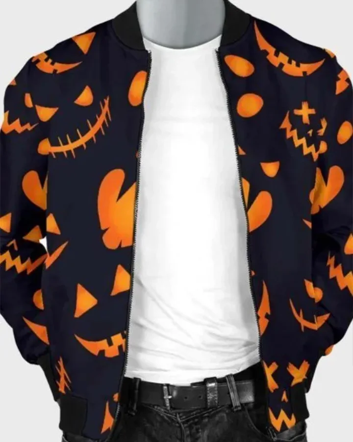 Halloween Pumpkins Pattern Black Jacket Halloween Pumpkins Pattern Black Jacket